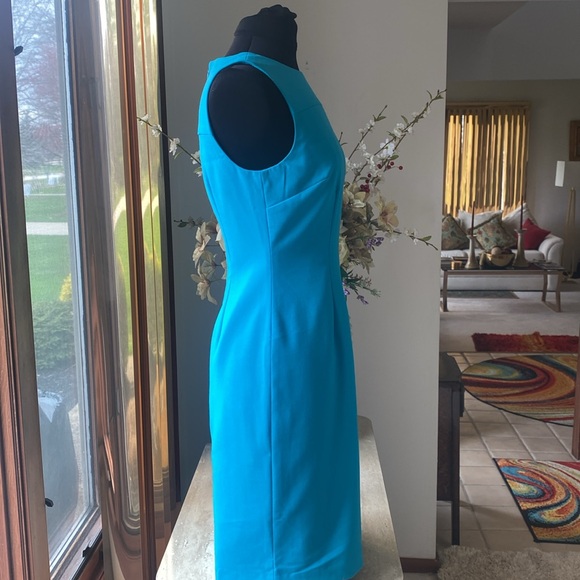 NWT Calvin Klein Elegant Teal Blue Sleeveless Dress, measurements in photos. - Picture 5 of 12